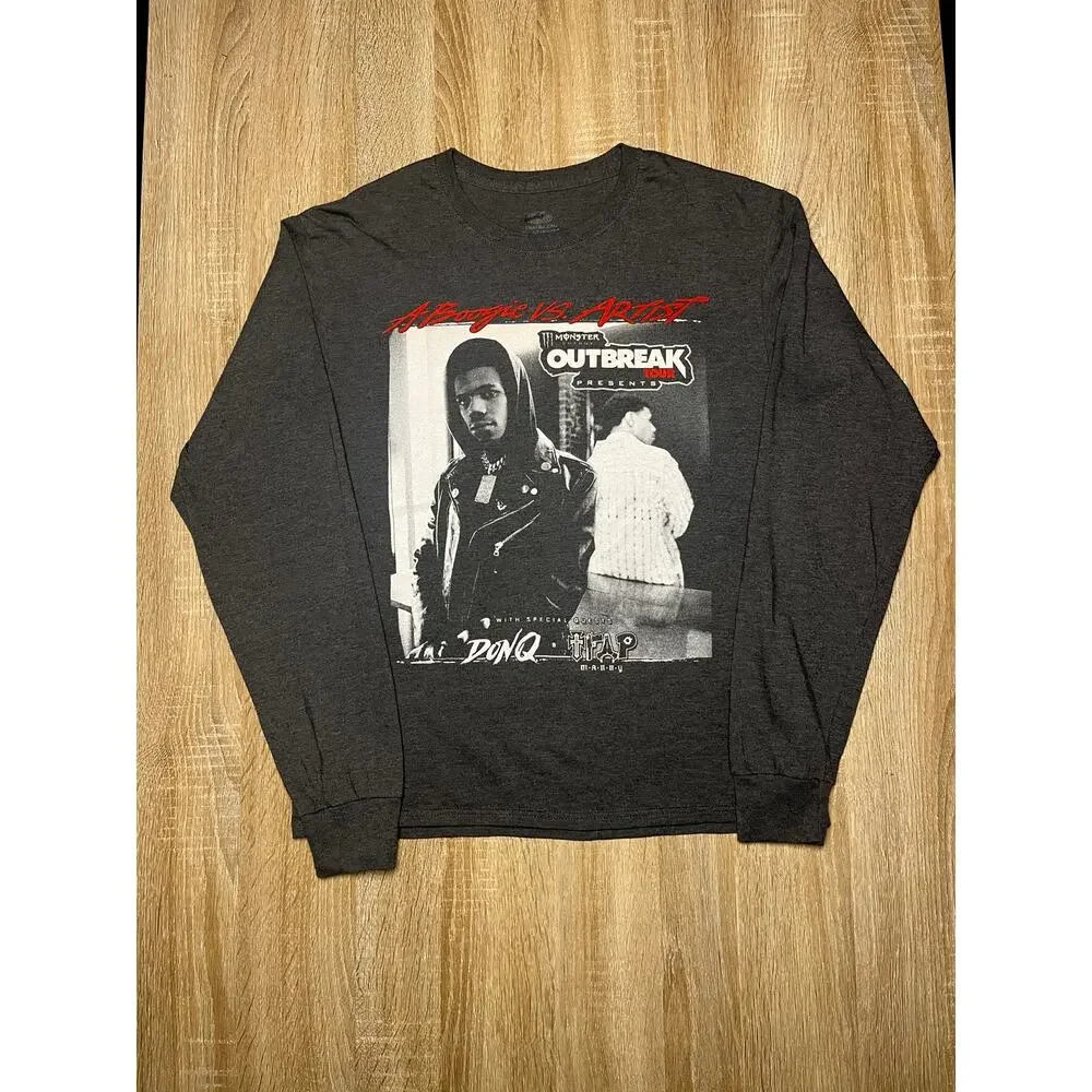 A Boogie vs Artist Monster Outbreak Tour Grey Longsleeve TShirt Small - Picture 1 of 5